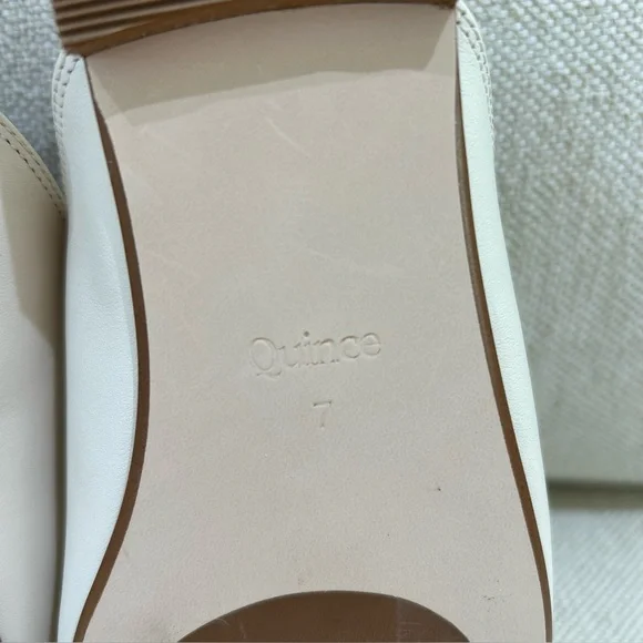 Quince Bone White Italian Leather Mules Classic Gold Horsebit Slides Size 7 - Picture 8 of 11